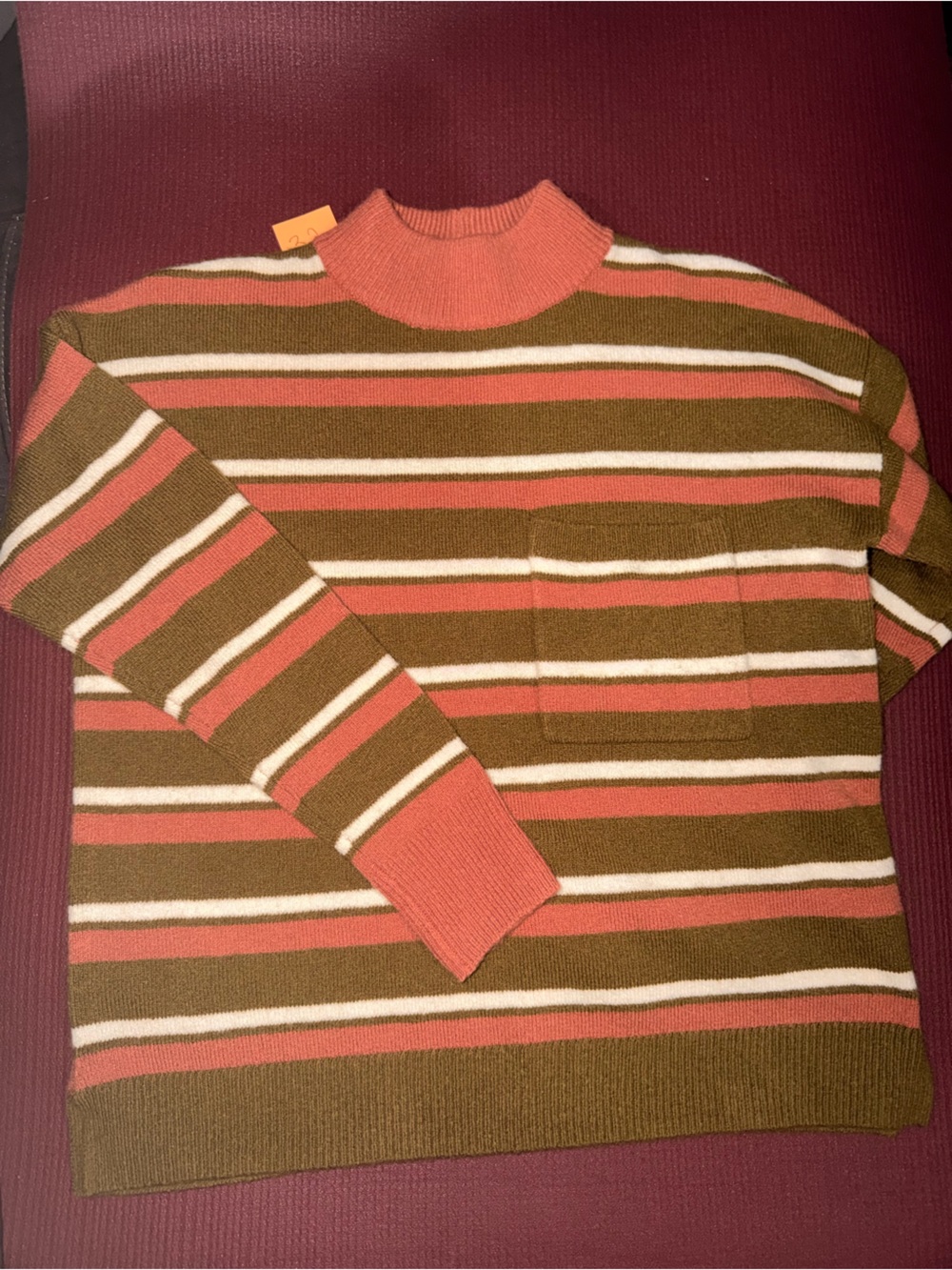 Madewell Olive, Coral and Cream Striped Men’s Knit Undershirt